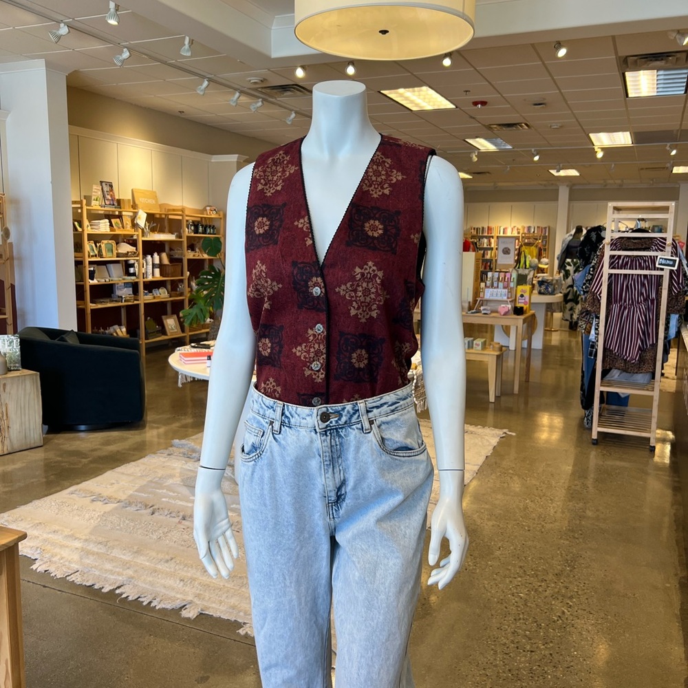 Floral Burgundy Vest